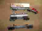 16940 Lionel 3 Vintage Flatcar Santa Fe Piggy-back Sunoco Tank Car