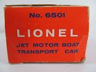 6501 1962-63 Boat Box Lionel Jet Car Good Motor Postwar Transport
