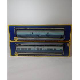 6402-bg Ahm/rivarossi Ho Santa Fe Passenger And Smooth Side Baggage Cars Blue Silver 6402