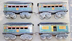 1203-1202 American Flyer Prewar O 3- 1203 Pullman 1202 Baggage Blue Passenger Car Set B2