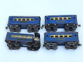 236b American Flyer 235b Lot Of 1939 6 1/2 Inch Rare Blue Passenger Cars 3 And 1