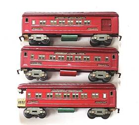 3382 American Flyer 3380 Three Deluxe 11 Inch Red Coaches #3380 3381 From 1932-35