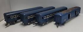 495b American Flyer 4 Prewar 3 495 494 O Gauge Royal Blue Passenger And Freight Cars