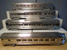American Flyer 960/961/962/963 1953/8 Vintage S Gauge 4 Car Chrome Passenger Set