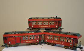 31225-31025 Aristocraft 3 Vtg G Christmas Wood Sierra Passenger Cars North Pole Rr Read Desc