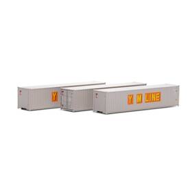 Ath17391 Athearn N 40ft Corrugate Low Container Yang Ming/old 3 Vehicles