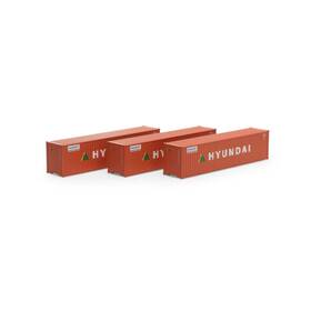 Ath28387 Athearn Ho Rtr 40ft Corrugated Container Hyundai 3 Vehicles