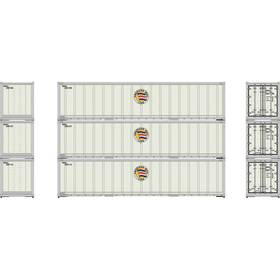Ath63387 Athearn Ho 40ft Smooth Side Containers Aml #1 3 Vehicles