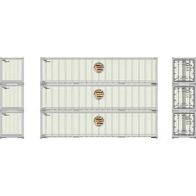 Ath63388 Athearn Ho 40ft Smooth Side Containers Aml #2 3 Vehicles