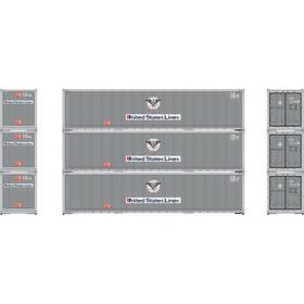Ath63389 Athearn Ho 40ft Smooth Side Containers Uslu #1 3 Vehicles
