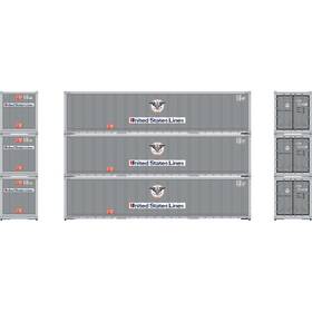 Ath63390 Athearn Ho 40ft Smooth Side Containers Uslu #2 3 Vehicles