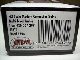 20007397 Atlas 840245246302 Mbta Single Commuter Trailer Coach #754 Massachusetts Boston