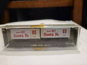 4844 Aurora Santa Fe Piggyback Cars With 2 Trailers Vintage N Scale Postage Stamp Train