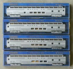 74532 Bachmann 74352 Lot Of 4 N Scale Sante Fe 85ft Full-dome Passenger Cars #74532 As-is