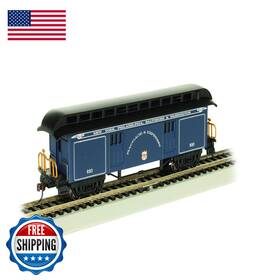 Bachmann B07p8wtcvm Old-time Baggage Car Round End Clerestory Roof - Bo Royal Blue Ho