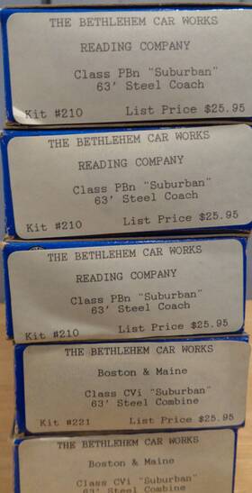 210-221 Bethlehem Car Works Inc. Set Of 5 63ft Steel Passngers Kits Ho Scale New In Boxes