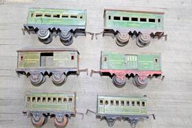 501-529 Bing 6 Prewar O Gauge #501 529 253 210 Nyc Baggage Coach Passenger Cars B2