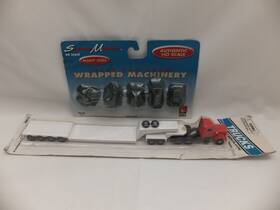 2028-1511 Boley 1/87 Ho Scale 6-axle Lowboy With Kenworth 3-axle Tractor And Wrapped Machinery