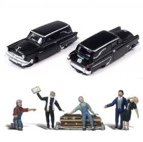 Cmw50436 Classic Metal Works Wsa2127 Cmw 1/160 N Scale 1953 Ford Hearse Station Wagon Woodland Scenics Figures Combo