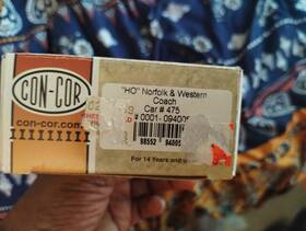 00001-094005 Con-cor Ho Norfolk And Western Passenger Coach Car #475 Realistic Details