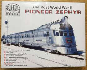 0001-008723 Con-cor Ho Pioneer Zephyr 001-008724 Post Wwii 3-car Set Dcc With Lights New