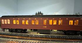 0001-094431 Con-cor Ho Scale 1920-1950 Prr Solarium Car #1120 Lighted With Sitting Passengers