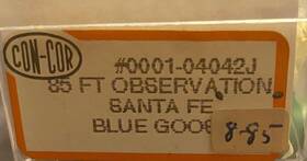 04042j Con-cor N Scale - 85ft Observation Car Santa Fe Blue Goose Vista Canyon 04042j Con-cor N Scale - 85ft Observation Car Santa Fe Blue Goose Vista Canyon