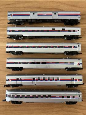 223-1006 Con-cor N Scale Amtrak Passenger Train Set Of 6