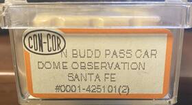 425101 Con-cor N Scale - Budd Pass Car Dome Observation Santa Fe 1021 Cl