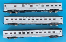 540001 Con-cor N Scale Lot Of 3 Cars Streamline Corrugated Passenger Santa Fe