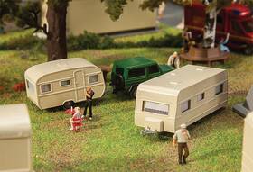 140483 Faller 1/87 Ho Scale 1970s Travel Trailers Camper Caravans Building Kit 2pcs