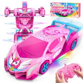 Hanroni B0fszd5v9w Unicorn Transform Rc Cars For Girls Toys With Rainbow Eyes And Underbody Lights F