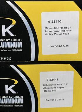 6-22439 K-line Milwaukee Road 21 Inch Aluminum Passenger Car 2-pack O-scale #194 #59