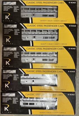 K4603-33211 K-line K4603 O Amtrak Superliner 18 Inch Aluminum 5 Car Set Fully Upgraded Read