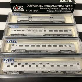 106-1604 Kato N Scale Atsf Santa Fe Corrugated Passenger 4-car Set B2 With Lighting