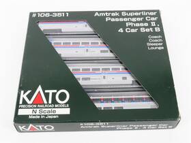 106-3511 Kato N Scale Amtk Amtrak Phase Ii Superliner Passenger 4-car Set B