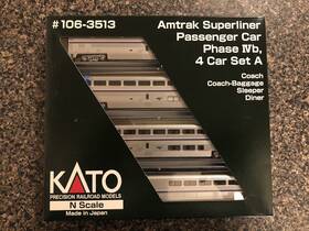 106-3513 Kato N Scale Amtrak Superliner Phase Ivb 4 Car Set A