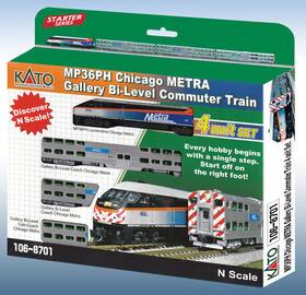 106-8701-1 Kato N Chicago Mp36ph And Bi-level Commuter Train Set