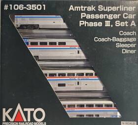 106-3501 Kato 1063501 N Scale Superliner Passenger Car A Set Amtrak Phase Iii