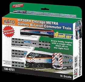 1068701 Kato Chicago Metra Bi-level Commuter Train-only Set - N-scale #1068701