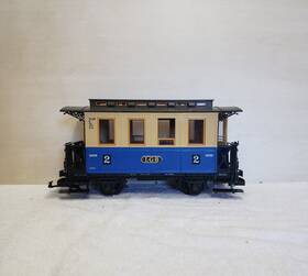 3012-627 Lgb G Scale 3012 Blue And Cream Passenger Car With Balconies #627