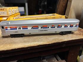 9545 Life-like 8077 Ho Lighted Observation Car Amtrak Silver Vision Unused
