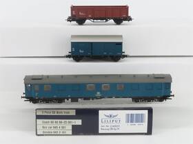 L240051 Liliput Ho Db Work Train Coach Passenger With Box Car And Gondola Set Of 3