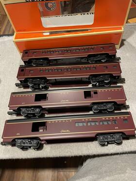 6-19139 Lionel 023922191595 40 42&43 O Gauge Norfolk And Western 4-car Passenger Set Lnib