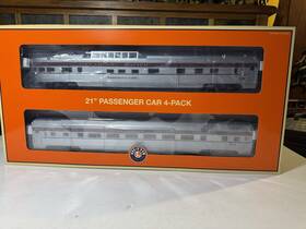 1927610 Lionel O Scale Canadian Pacific 21 Inch Passenger Car - 4-pack Nib