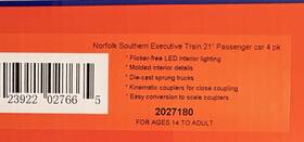 2027180 Lionel L/n Lionell Norfolf Southern Executive Train 21ft Passenger Car 4 Pk # 2027180 Lionel L/n Lionell Norfolf Southern Executive Train 21ft Passenger Car 4 Pk #