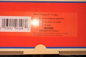 2027600 Lionel Lnib Penn- Frisco 21ft 2 Pack Dome-lounge And Observation