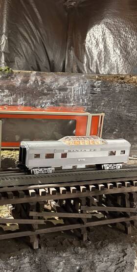 222740 Lionel Santa Fe O Gauge Vista Dome Passenger Car Silver Lighted Interior #501