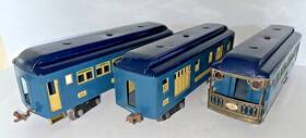 Lionel 309/310/312 Prewar St. Gauge 2-tone Blue Lighted Pass. Cars-restored