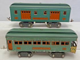 Lionel 332/341 Stand. Gauge Lighted 332 Railway Mail/baggage Car And 341 Observation Cars